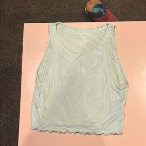 American Eagle Outfitters Green Crop Tank Top Relaxed Fit